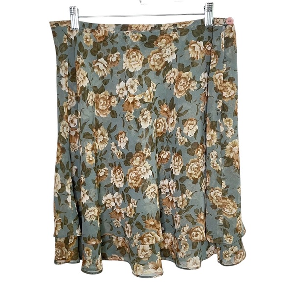 Express Vintage Floral Skirt • Dusty Blue Gray • M - Picture 1 of 10